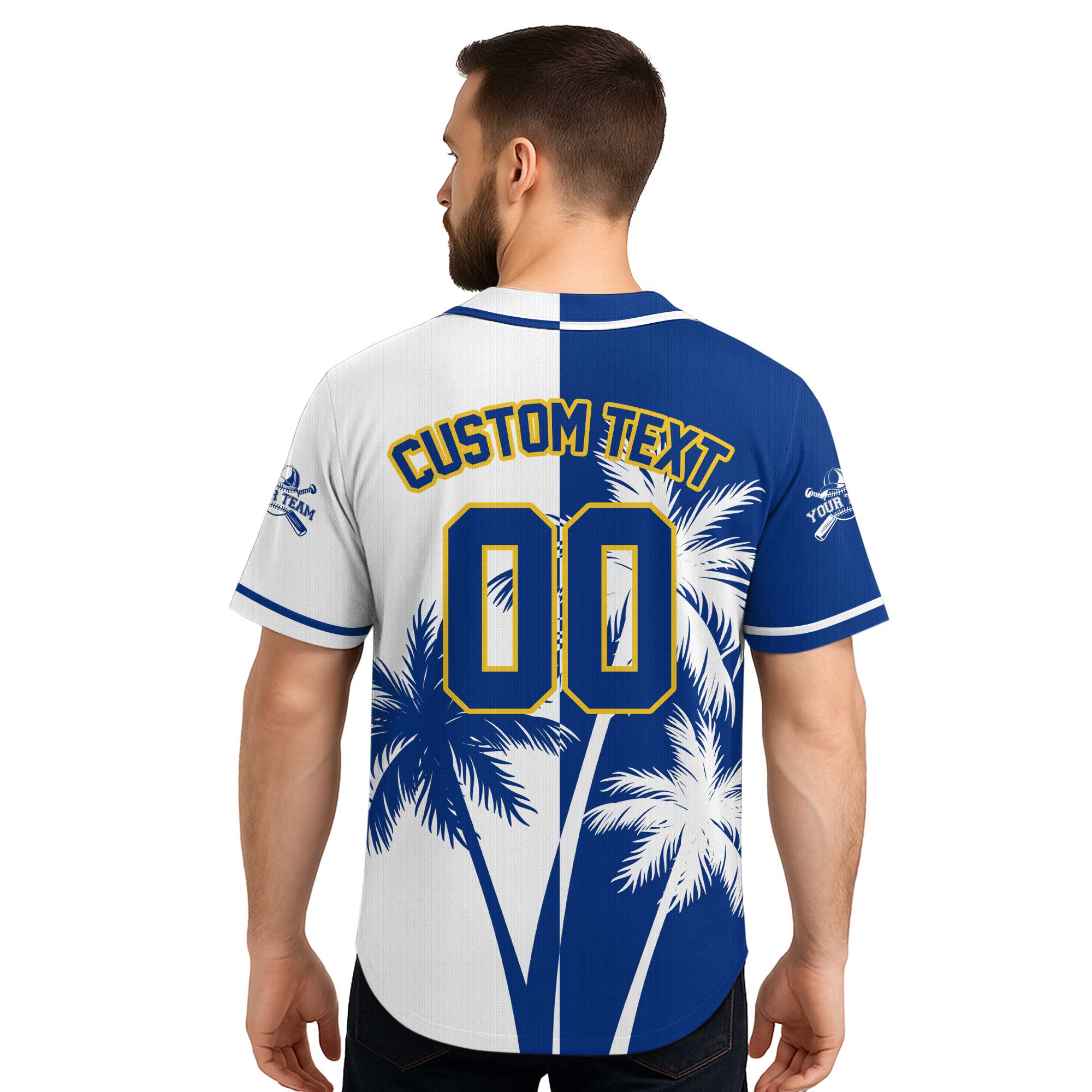 Custom Hawaii Coconut Tree Pattern Baseball Jersey With Team Name and Number