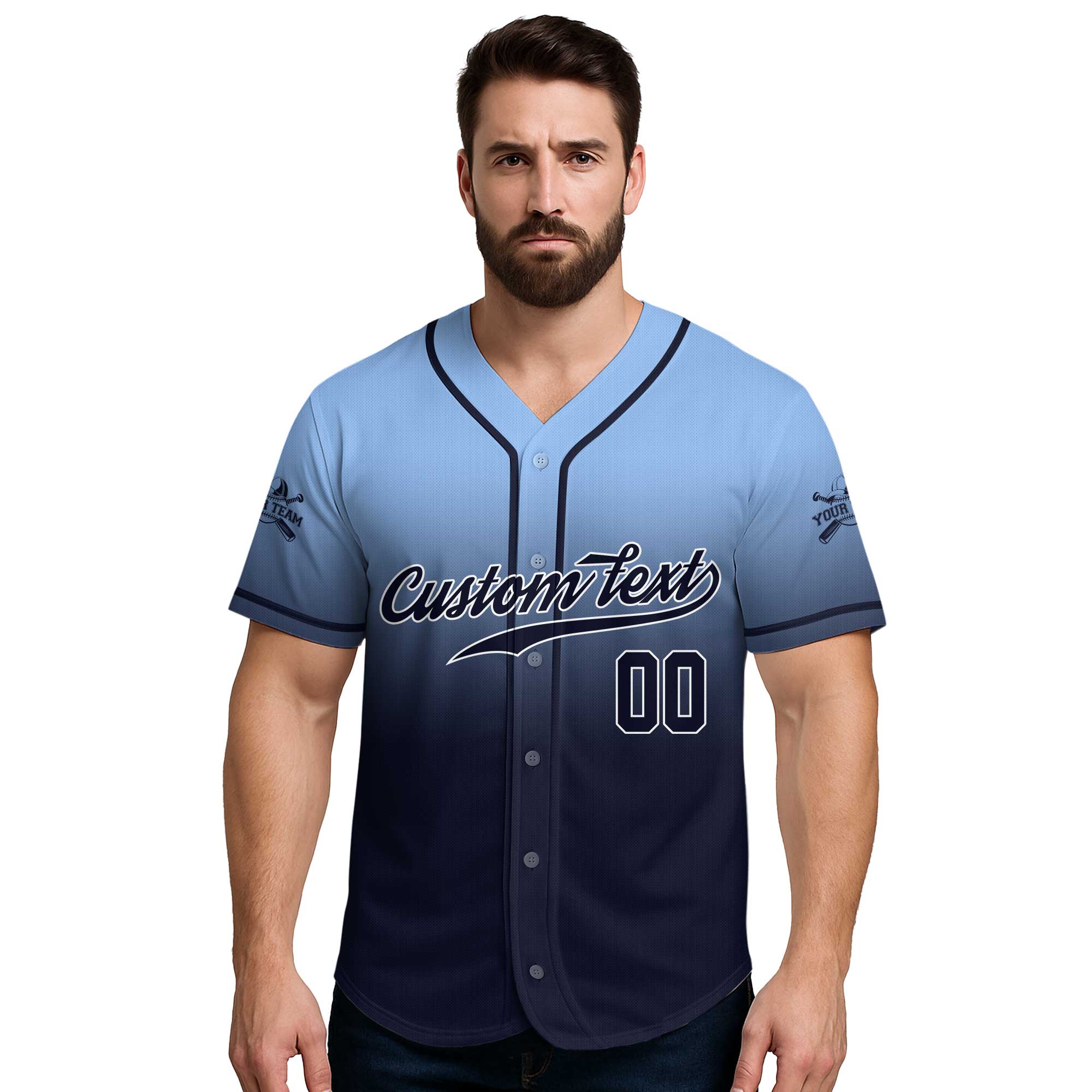 Custom Gradient Color Baseball Jersey With Team Name and Number