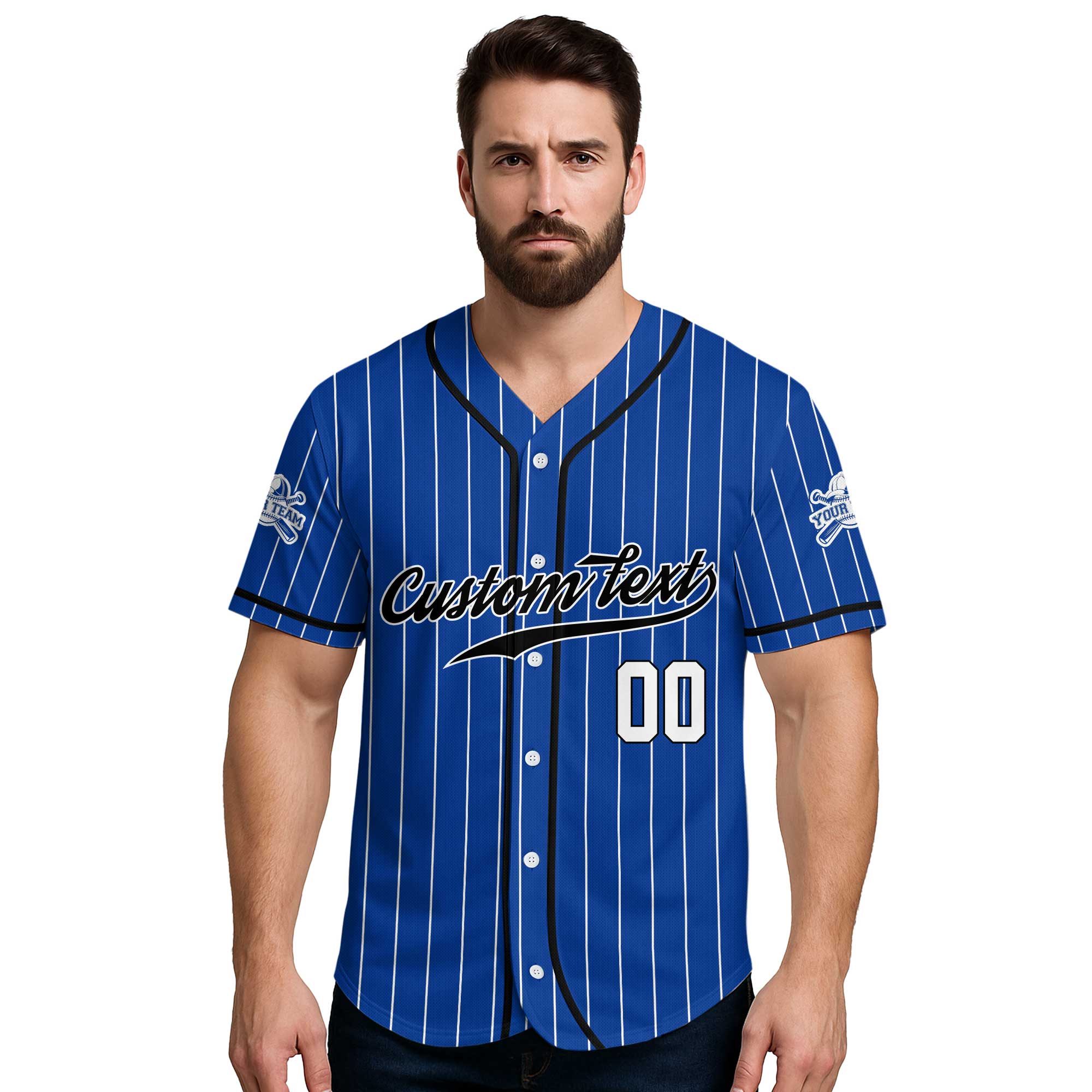 Custom Pinstripes Baseball Jersey With Team Name and Number