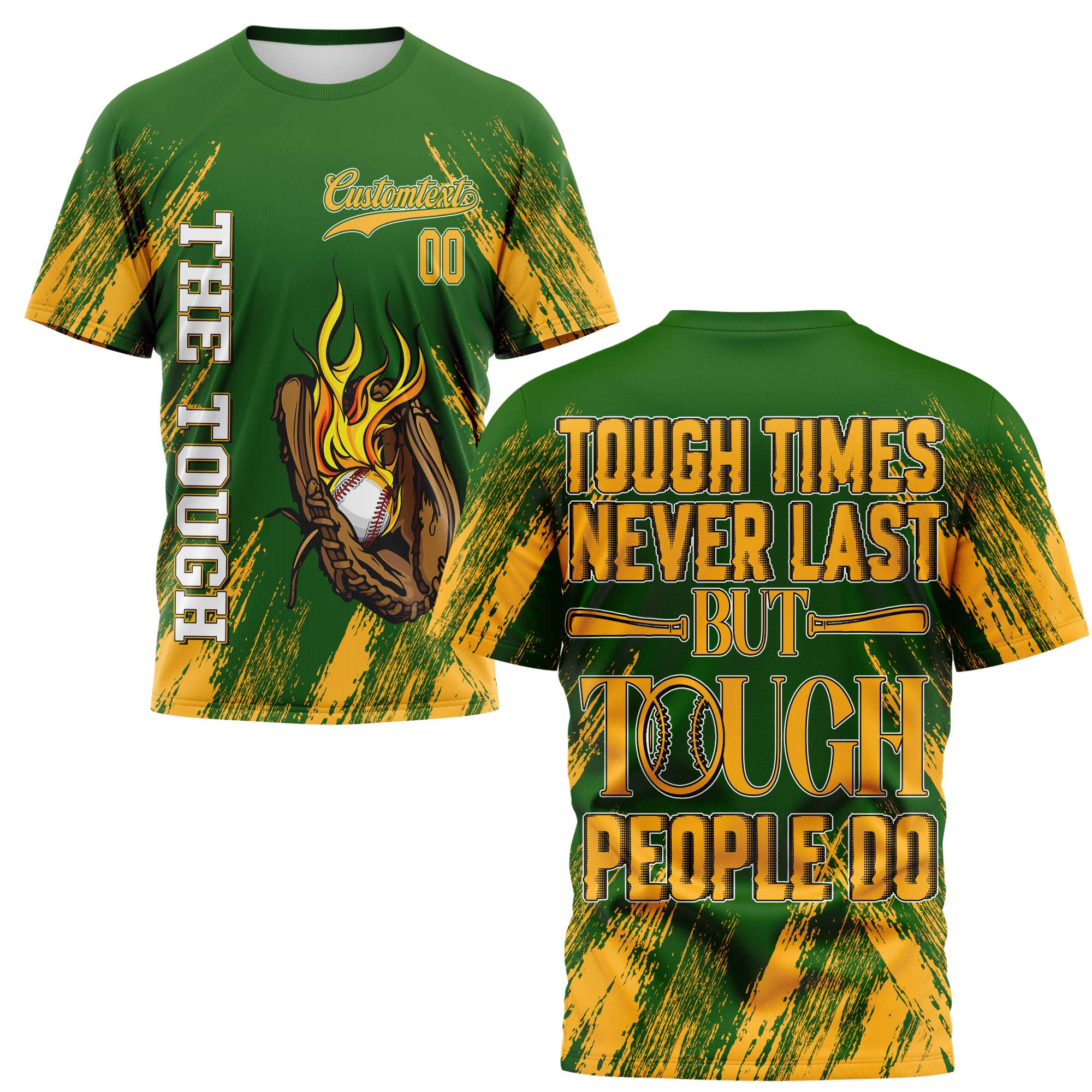 Tough People Never Fall Custom All Over Print Baseball T-Shirt