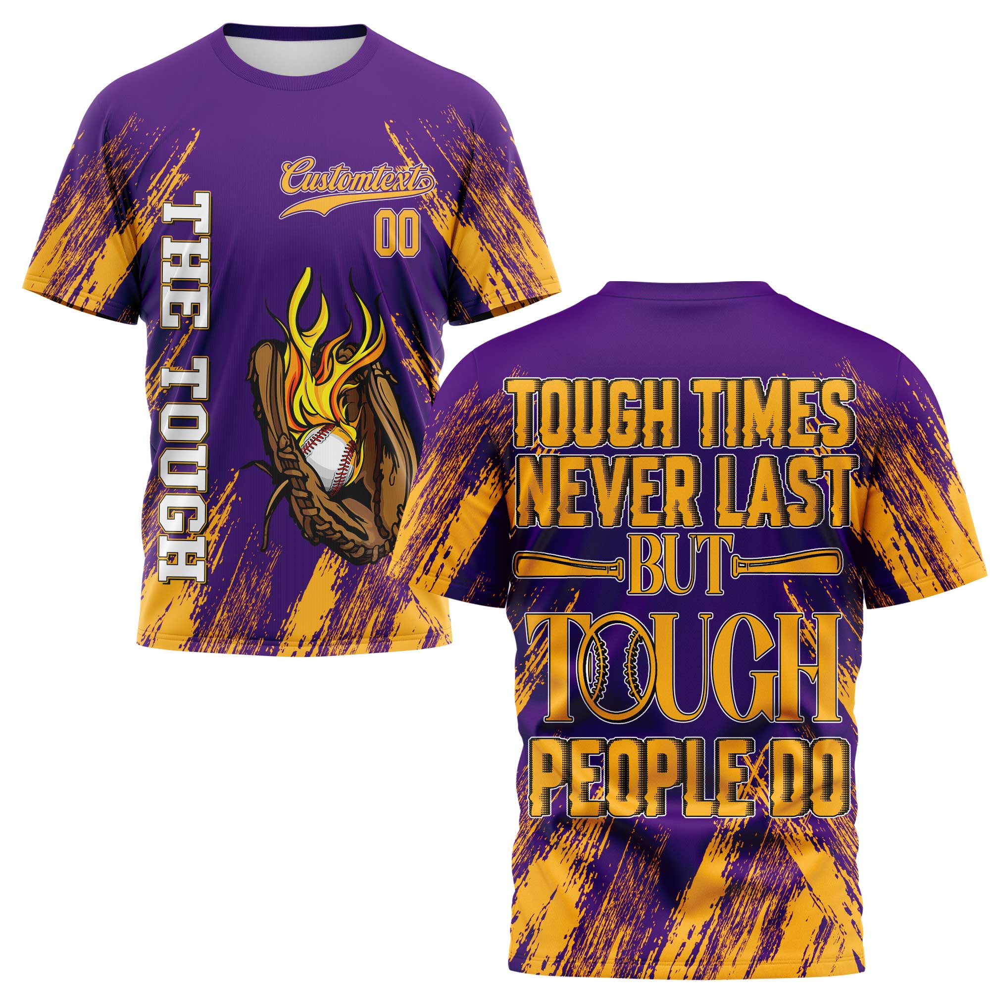 Tough People Never Fall Custom All Over Print Baseball T-Shirt