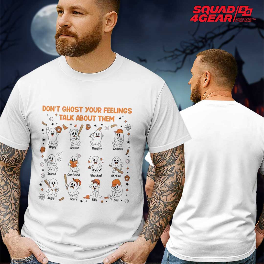 Don't Ghost Your Feelings Talk About Them Baseball Halloween T-Shirt