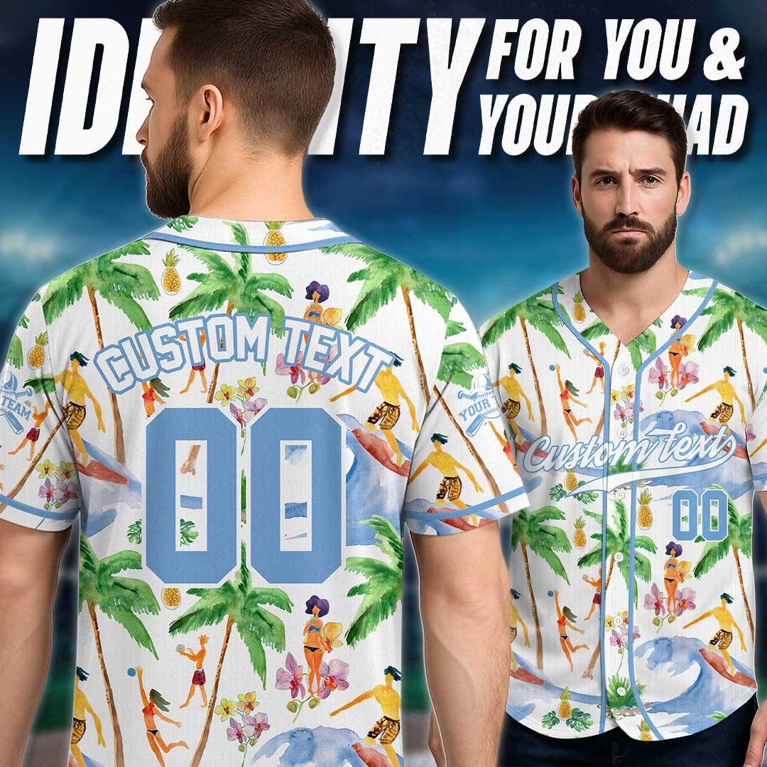 Custom Summer Hawaiian Pattern Baseball Jersey