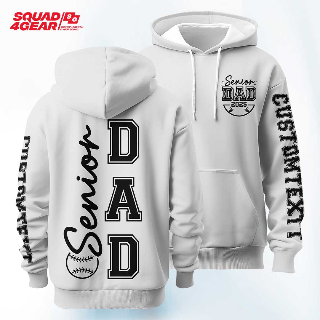 Senior 2025 Dad - Custom Black Ash Baseball Hoodie