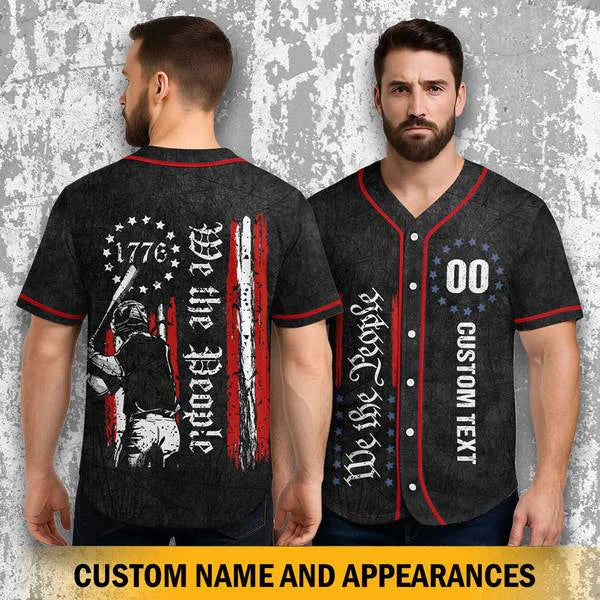 We The People 1776 - 4th of July Independence Day Jersey - Custom Baseball Jersey, Baseball Gifts For Baseball Lovers