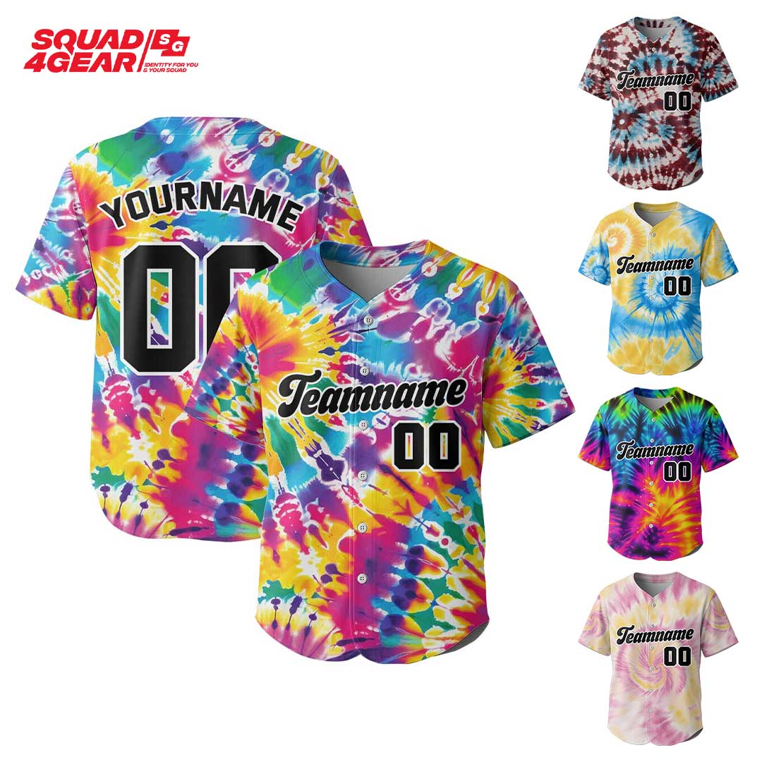 Custom Baseball Jersey With Tie Dye Pattern