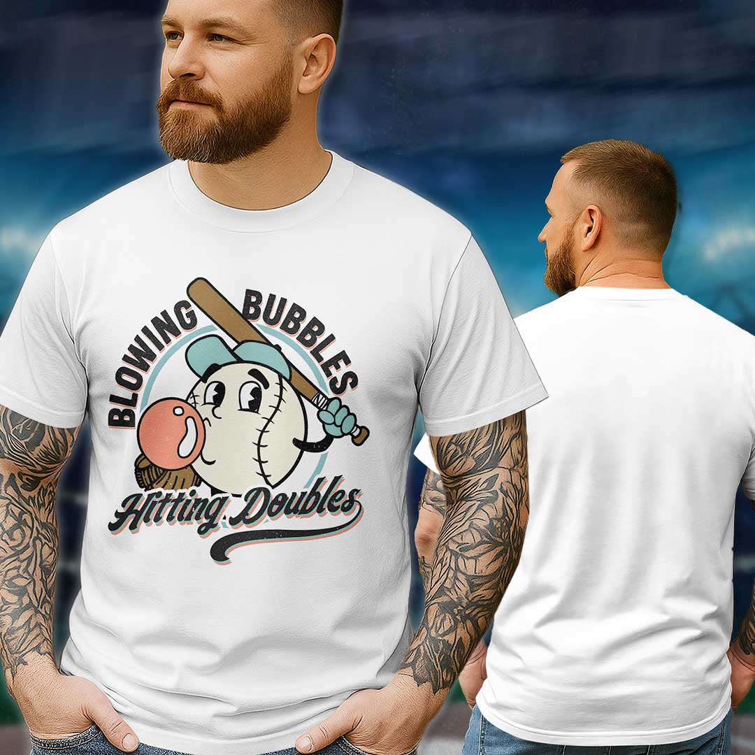 Blowing Bubbles Hitting Doubles Baseball T-Shirt