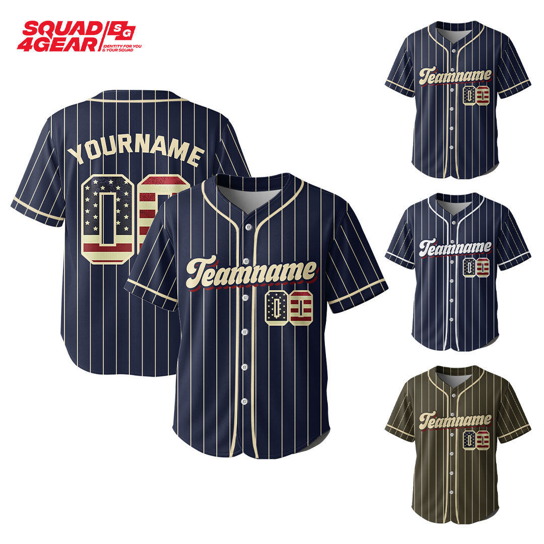 Custom Baseball Jersey With USA Flag Pattern