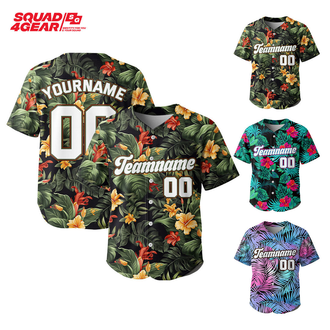 Custom Baseball Jersey With Tropical Pattern