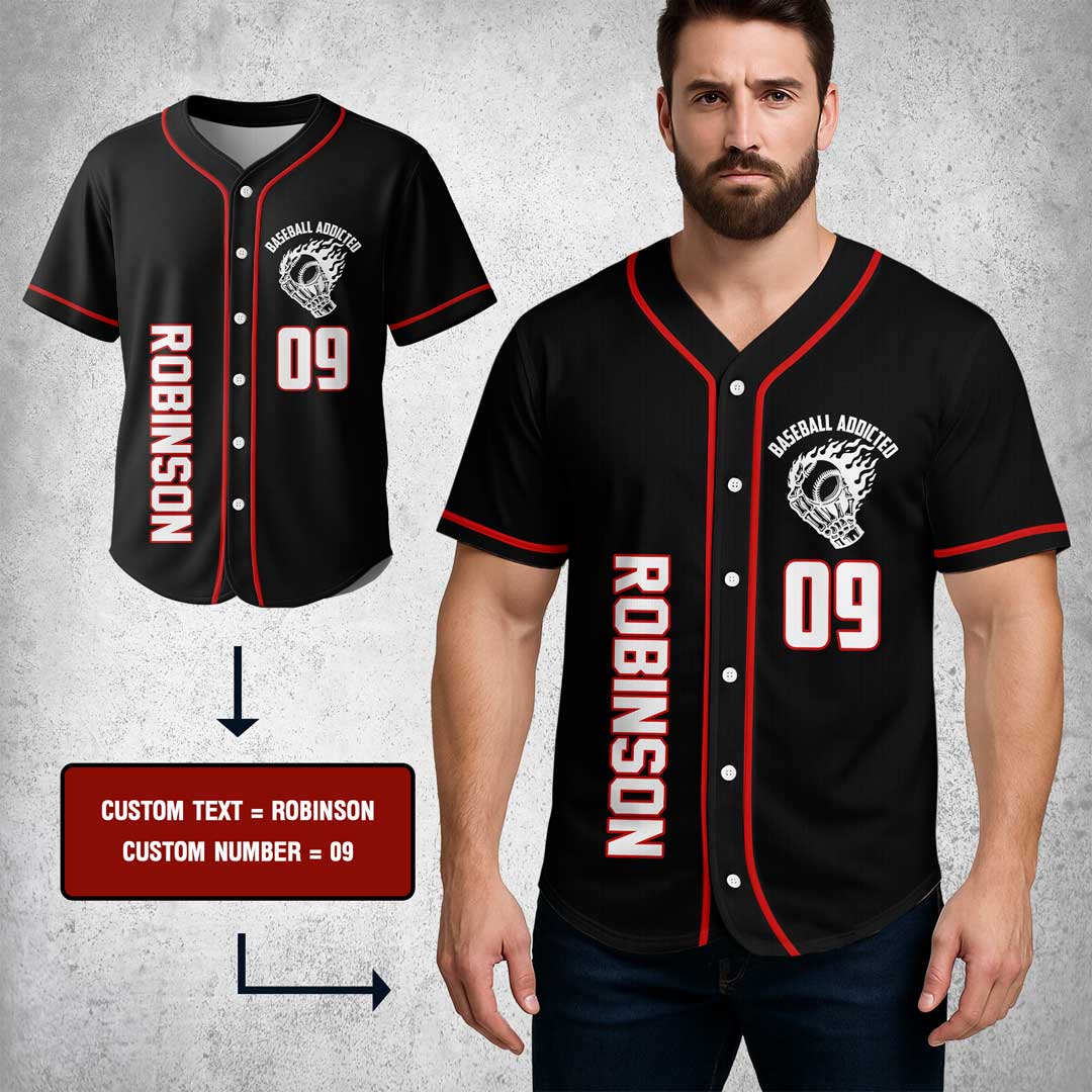 Warning: Nonstop Yapping About Baseball - Custom Black and Red Baseball Jersey