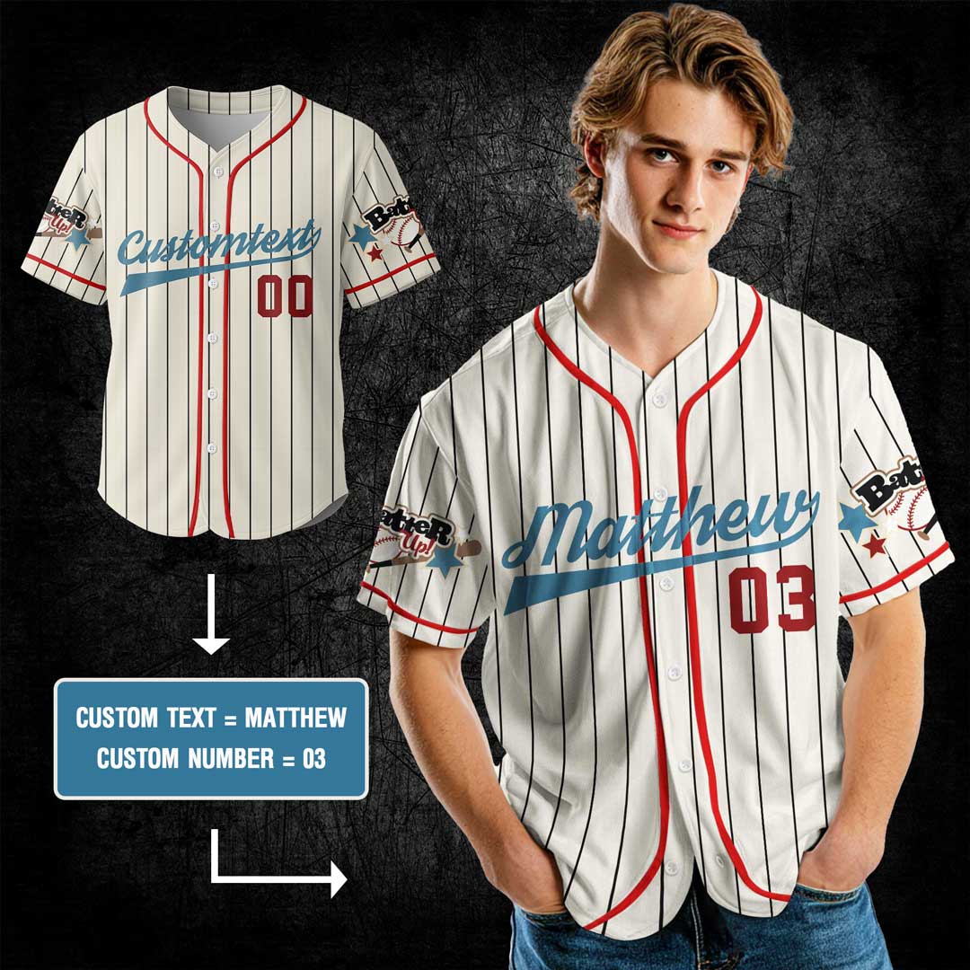 Baseball Slangs - Custom Cream Red Blue Baseball Jersey