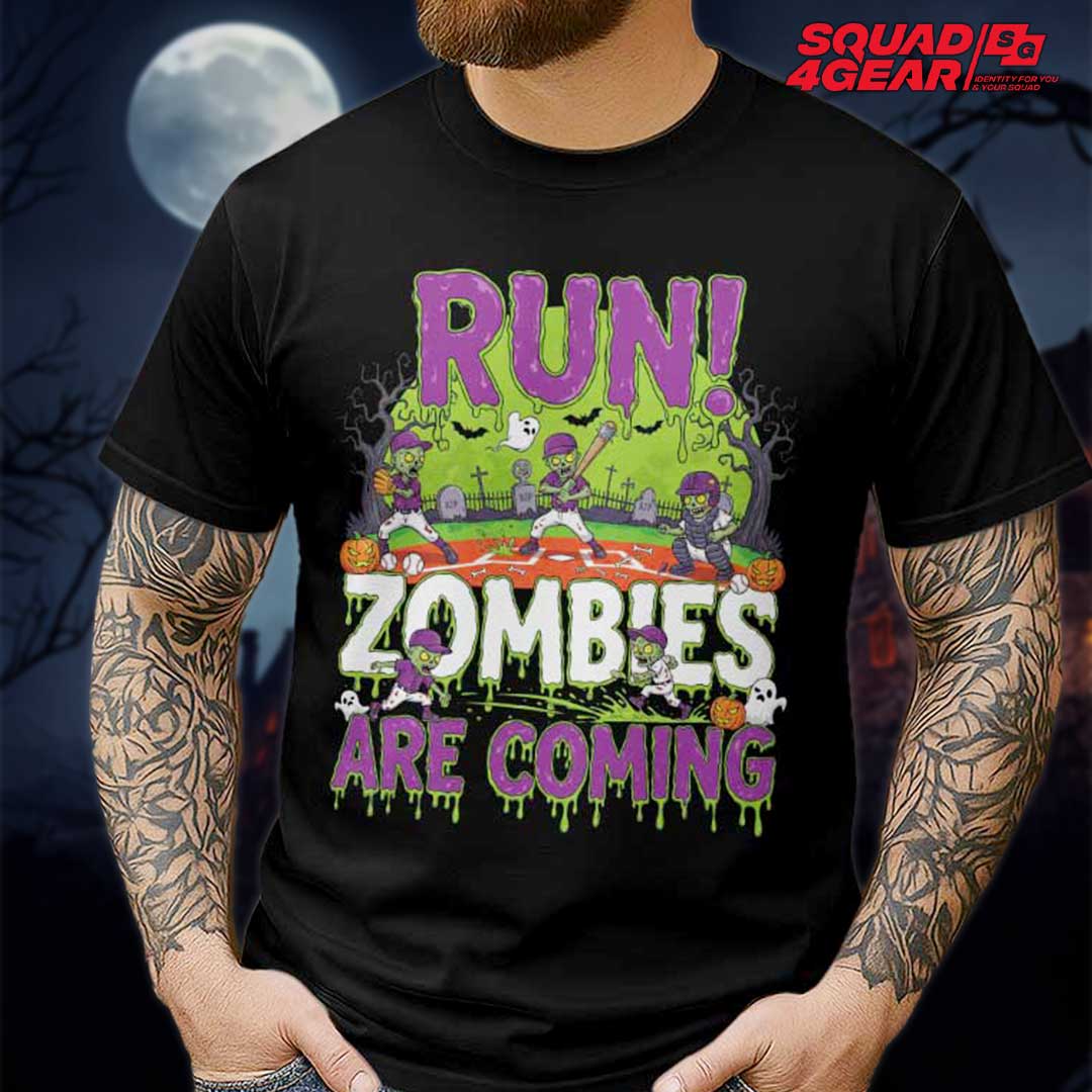 Run Zombies Are Coming Baseball T-Shirt