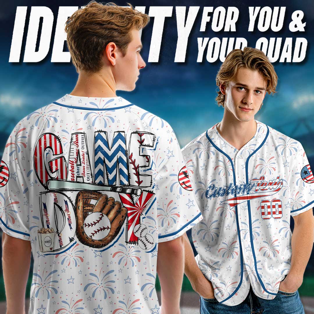 Game Day - Custom Fourth Of July Baseball Jersey