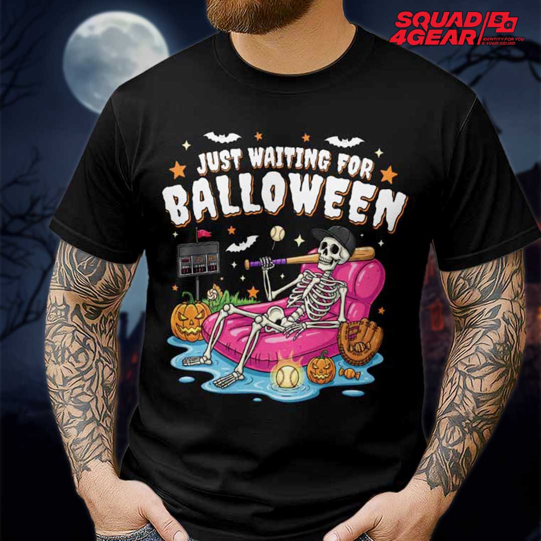 Just Waiting For Balloween Baseball Halloween T-Shirt