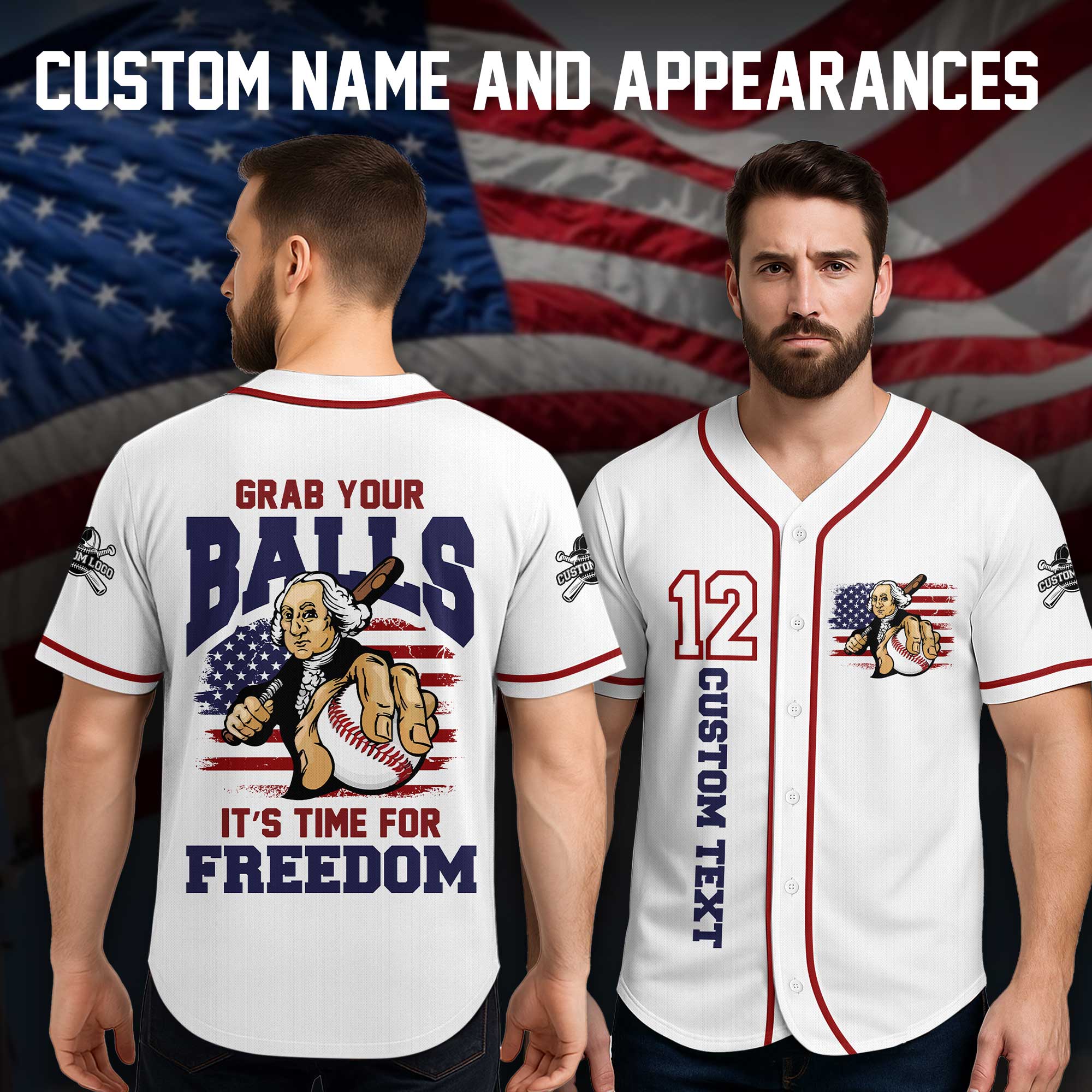 It's Time For Freedom - Custom White Red Pinstripes Baseball Jersey