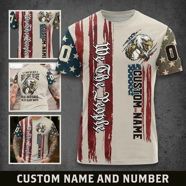 We The People - Partiotic shirts - Independence Day shirt, 4th of July Shirts - Custom Text, Custom Number - Baseball Shirts For Baseball Lovers - All Over Print