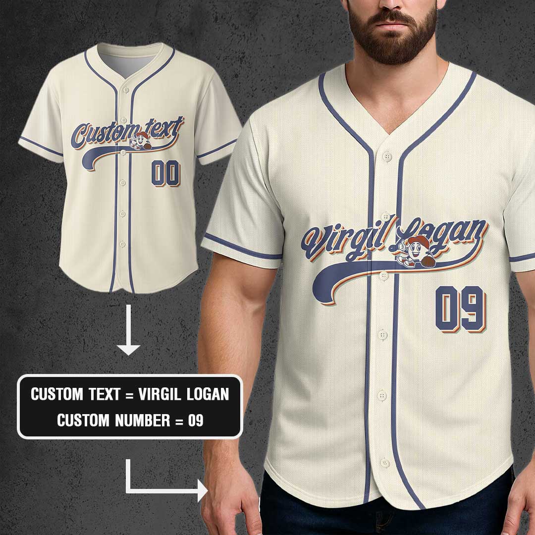Hey Batter Batter Swing - Custom Cream Navy Baseball Jersey