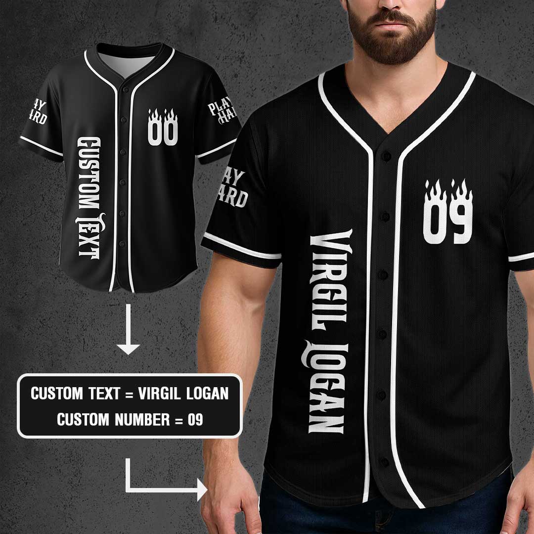 Play Hard Baseball - Custom Black and White Baseball Jersey