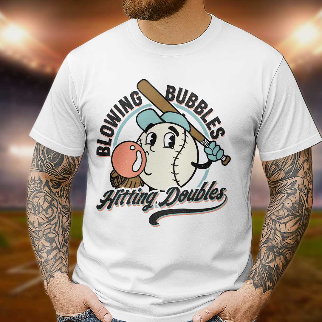 Blowing Bubbles Hitting Doubles Baseball T-Shirt