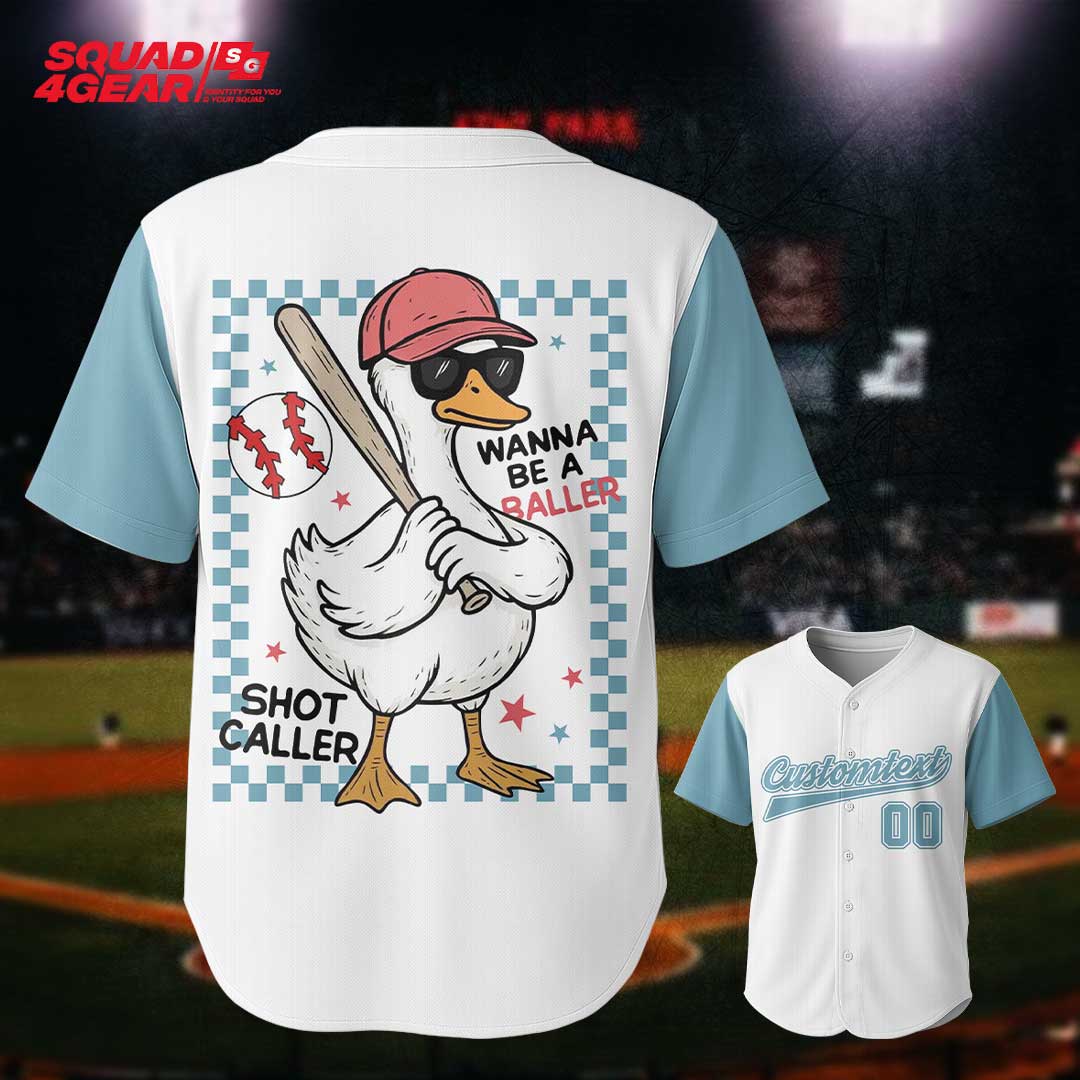 Wanna Be A Baller Shot Caller - Custom White with Blue Baseball Jersey