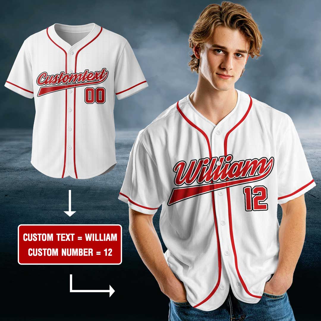 Love The Baseball Lover - Custom White Red Baseball Jersey