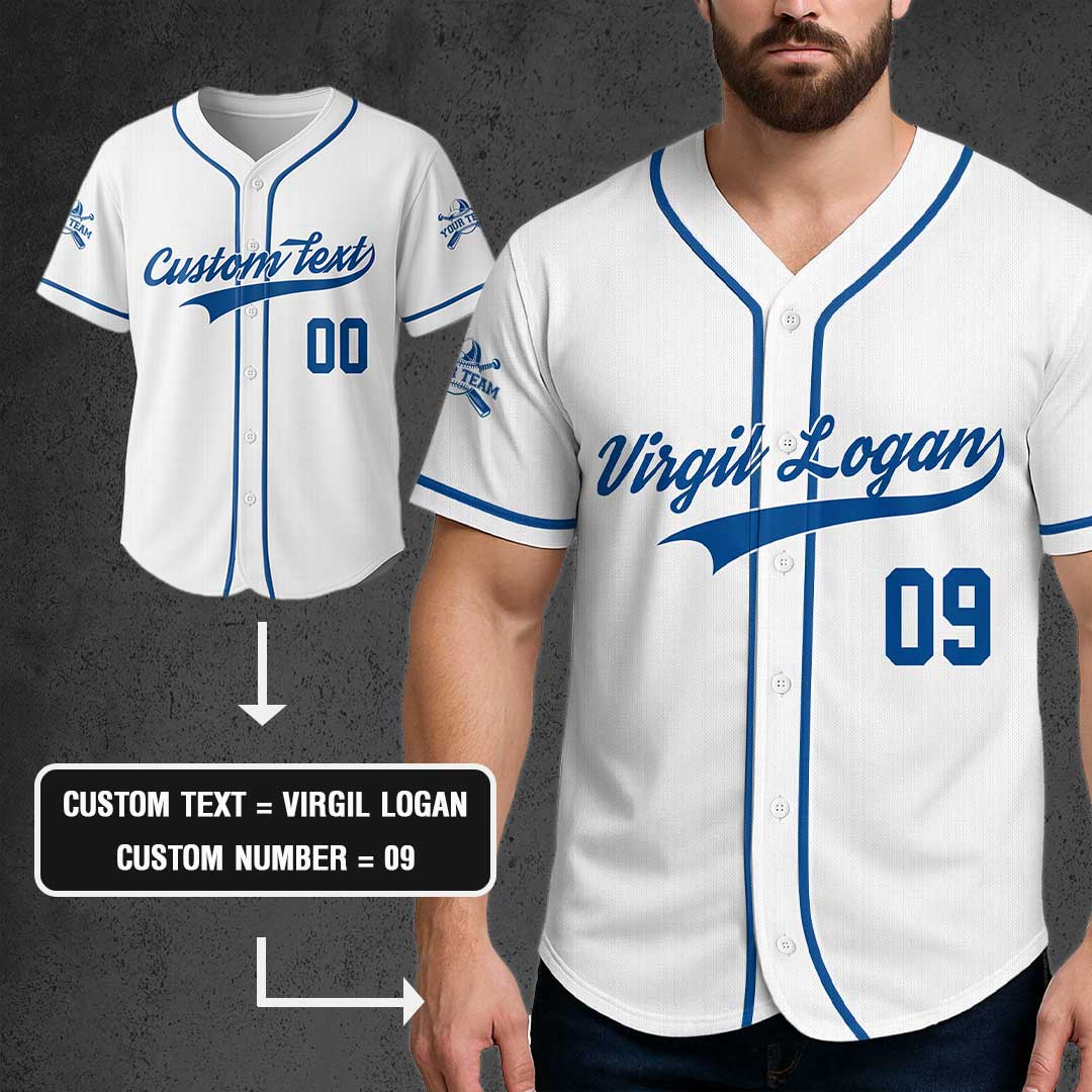 The Boys Are Playing - Custom White and Blue Baseball Jersey