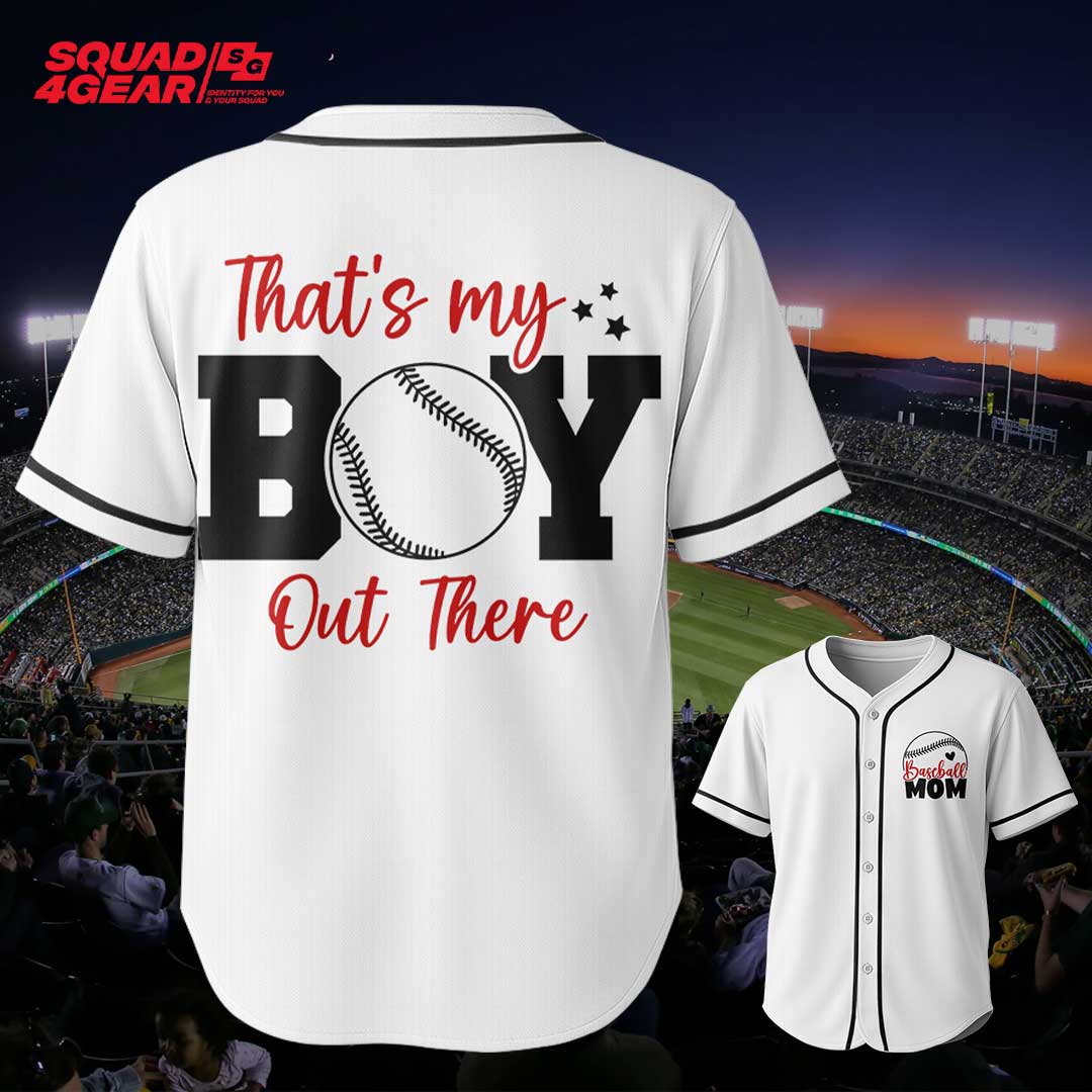 That's My Boy Out There - Custom Player Number Baseball Jersey For Mom