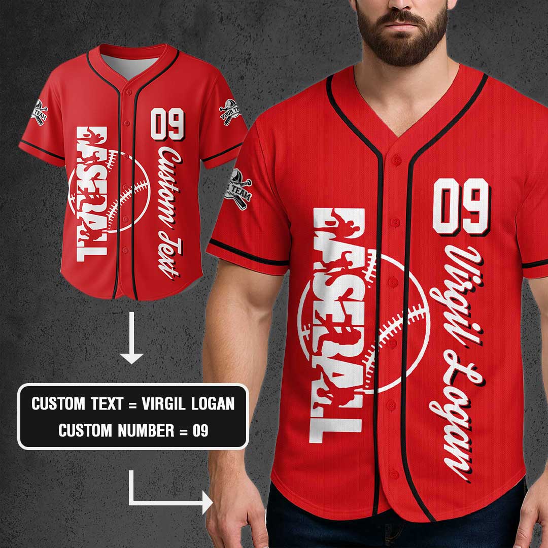 Just Have Fun And Enjoy The Game - Custom Red Black Baseball Jersey