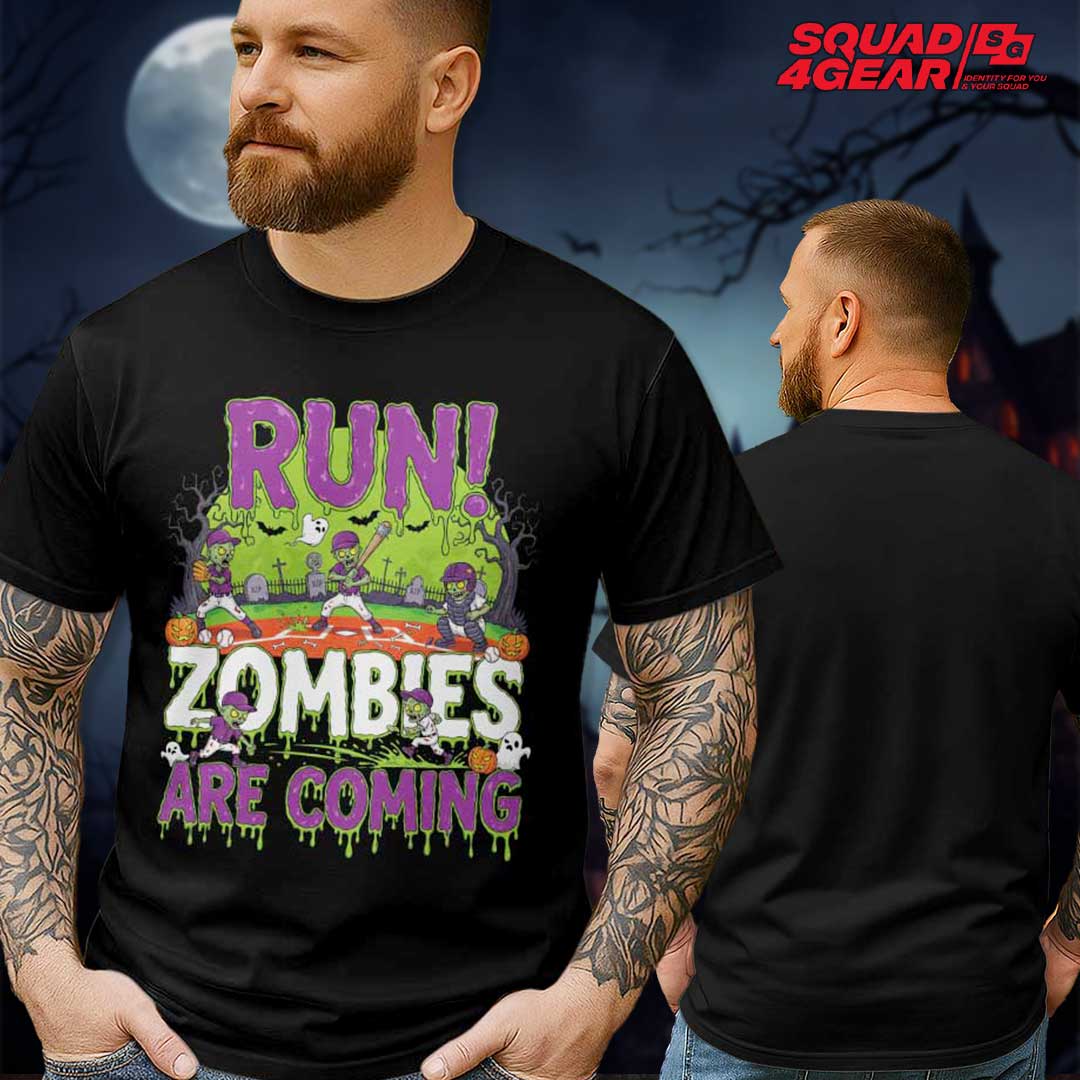 Run Zombies Are Coming Baseball T-Shirt