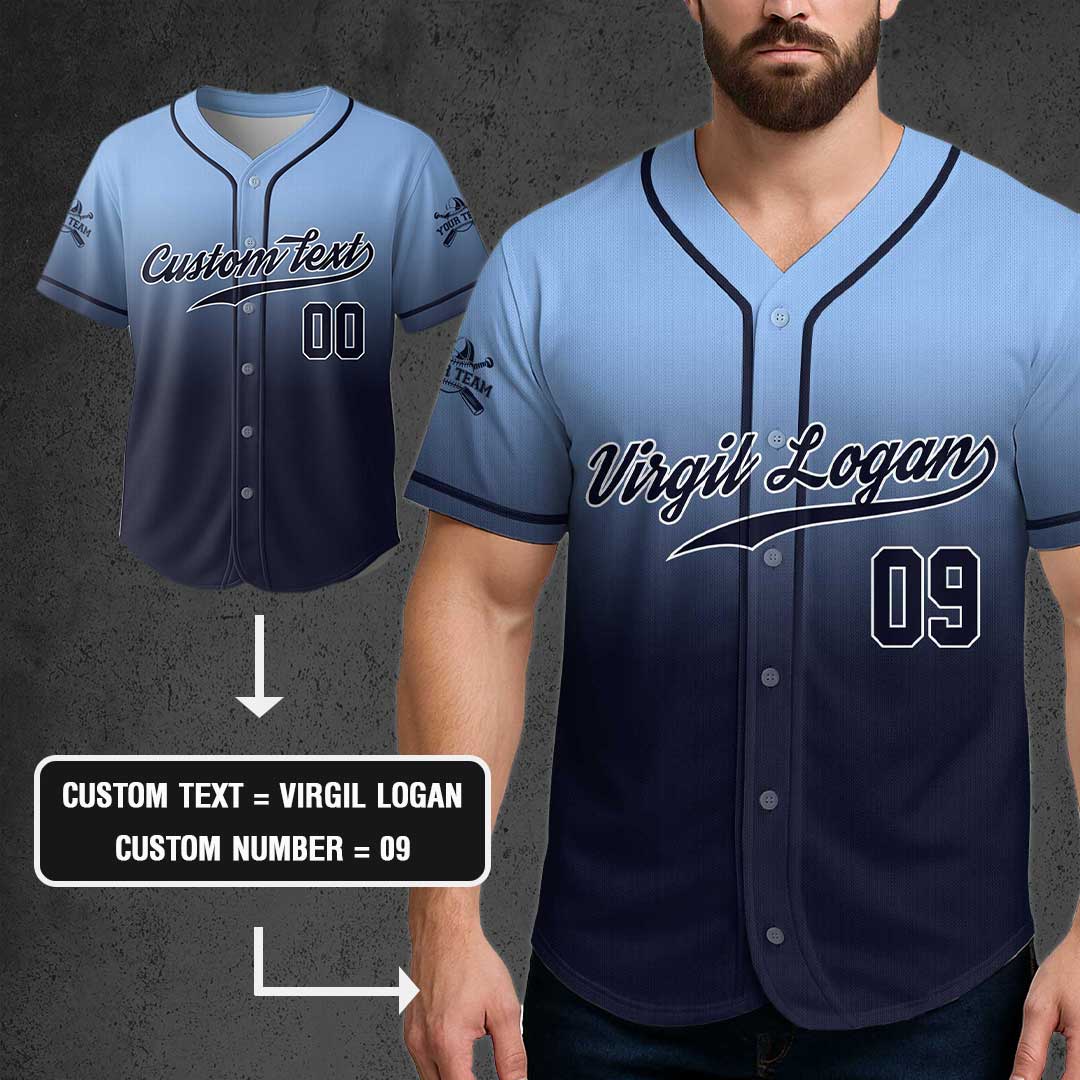Custom Gradient Color Baseball Jersey With Team Name and Number