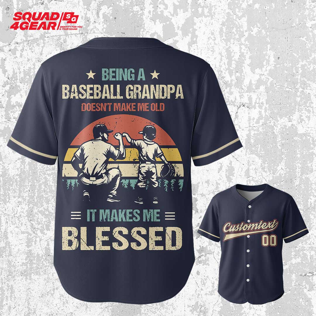 Being A Baseball Grandpa Doesn't Make Me Old - Custom Navy Yellow Baseball Jersey