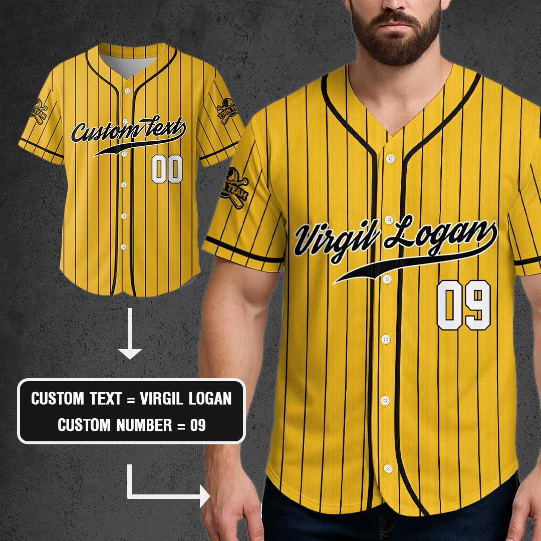 Custom Pinstripes Baseball Jersey With Team Name and Number