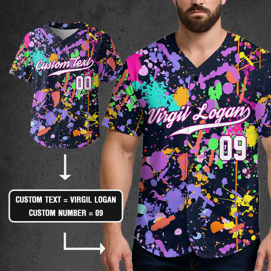 Custom Splashes Graffiti Painting Baseball Jersey