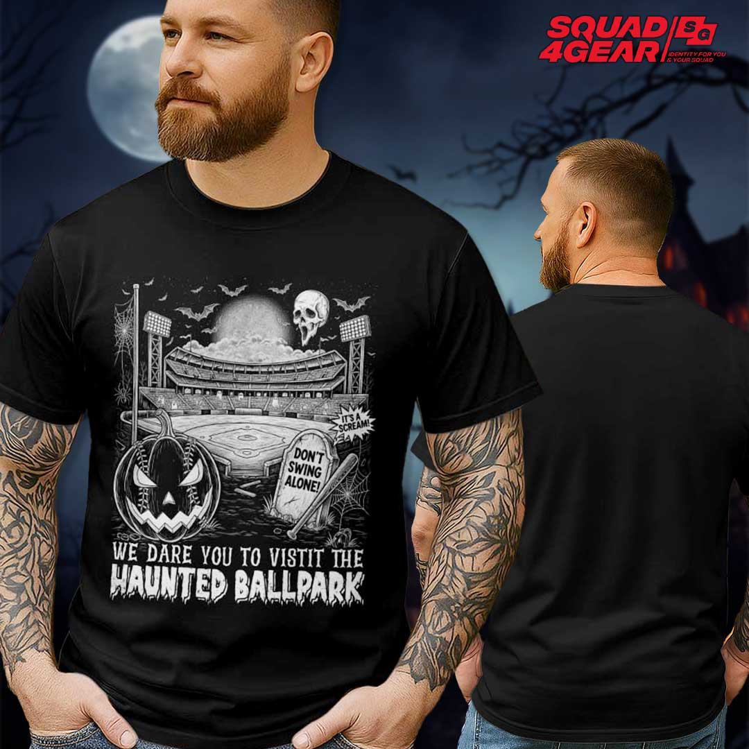 We Dare You To Visit The Haunted Ballpark Black Baseball Halloween T-Shirt