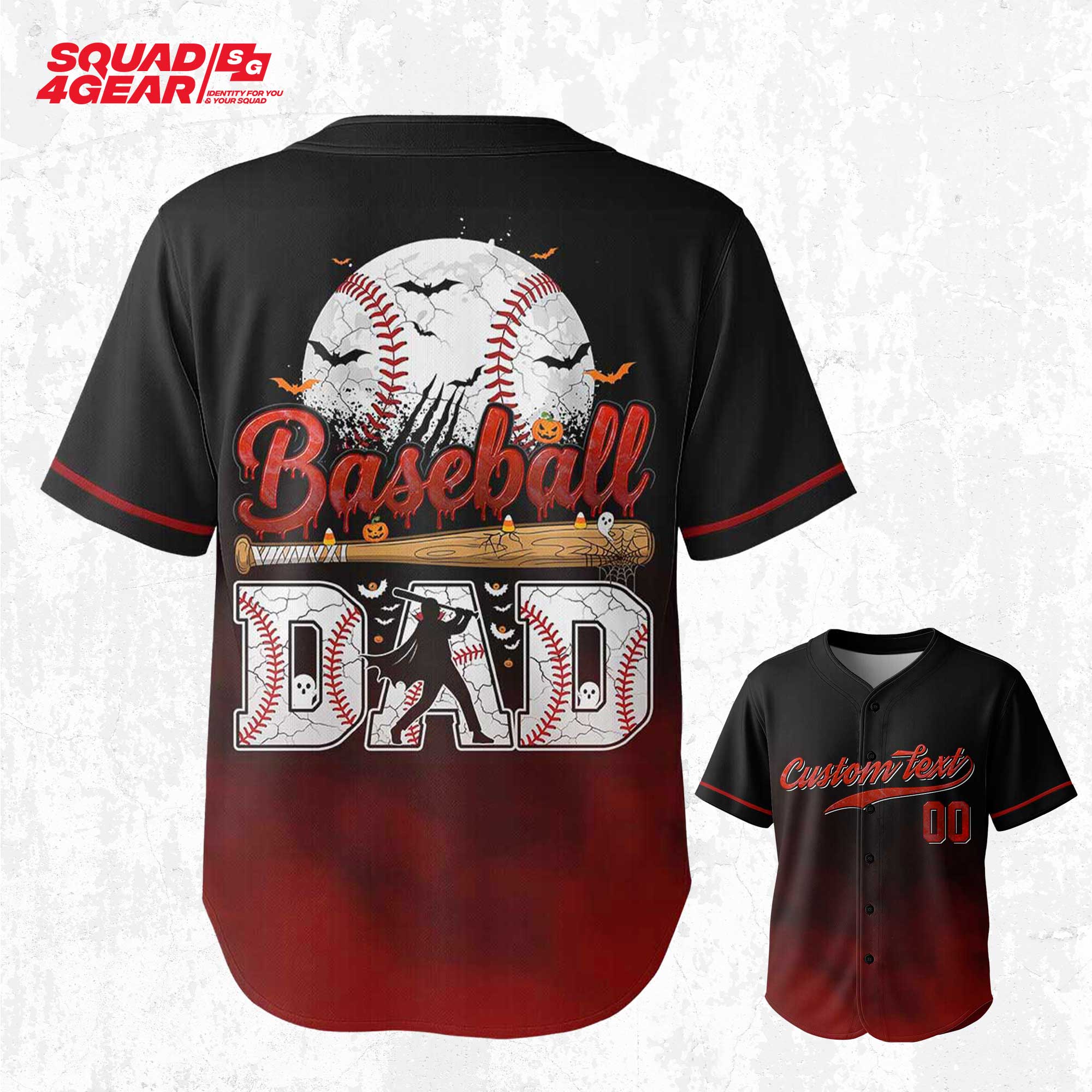 Baseball Dad - Custom Black Halloween Baseball Jersey