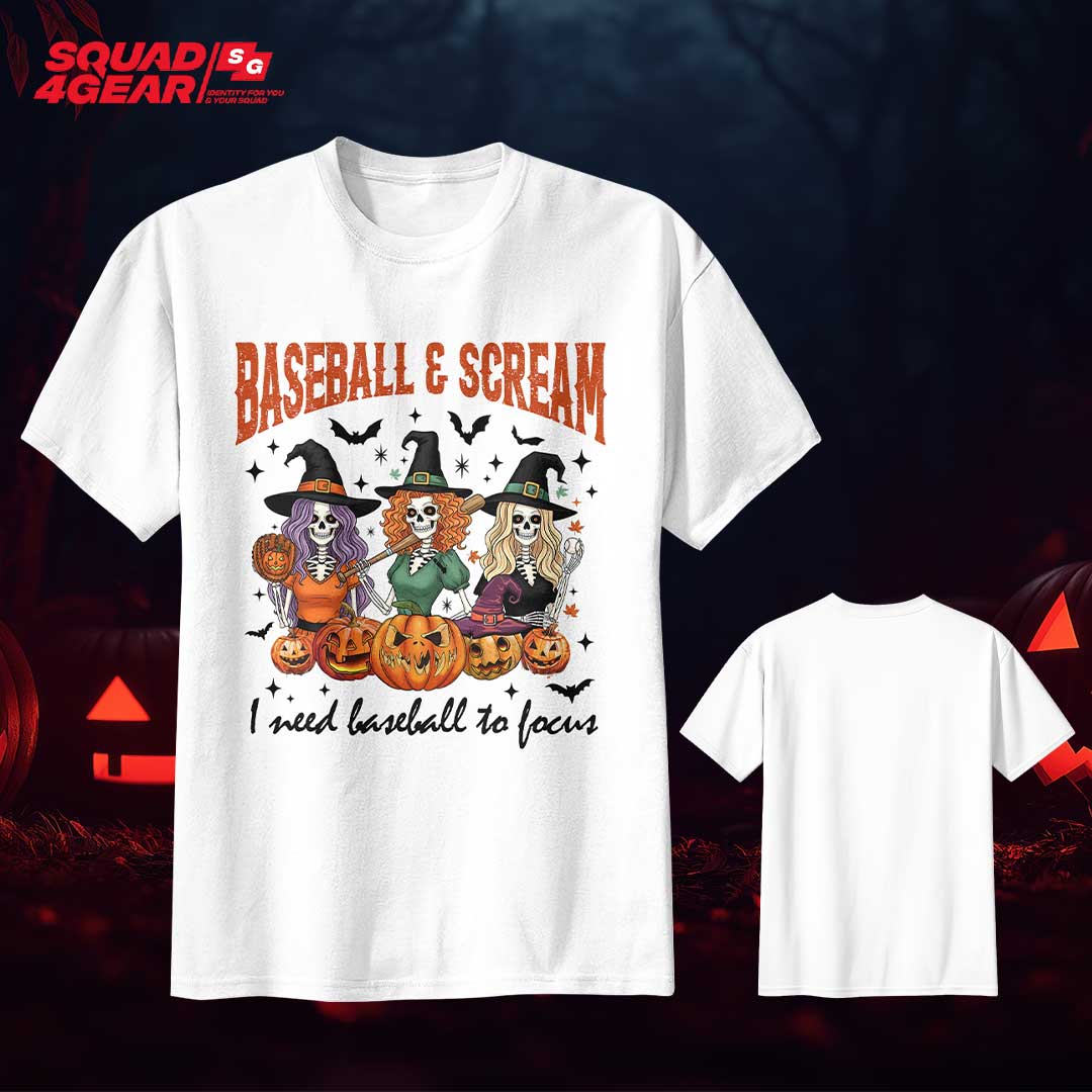 Baseball & Scream I Need Baseball To Focus Halloween Baseball T-Shirt
