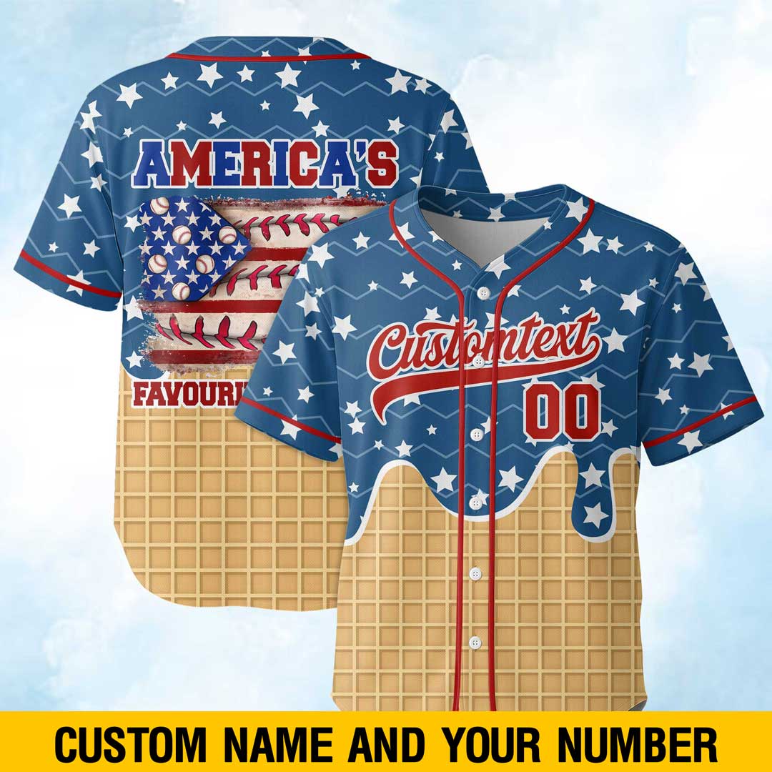 America's Favourite Pastime - Custom 4th Of July Ice Cream Baseball Jersey
