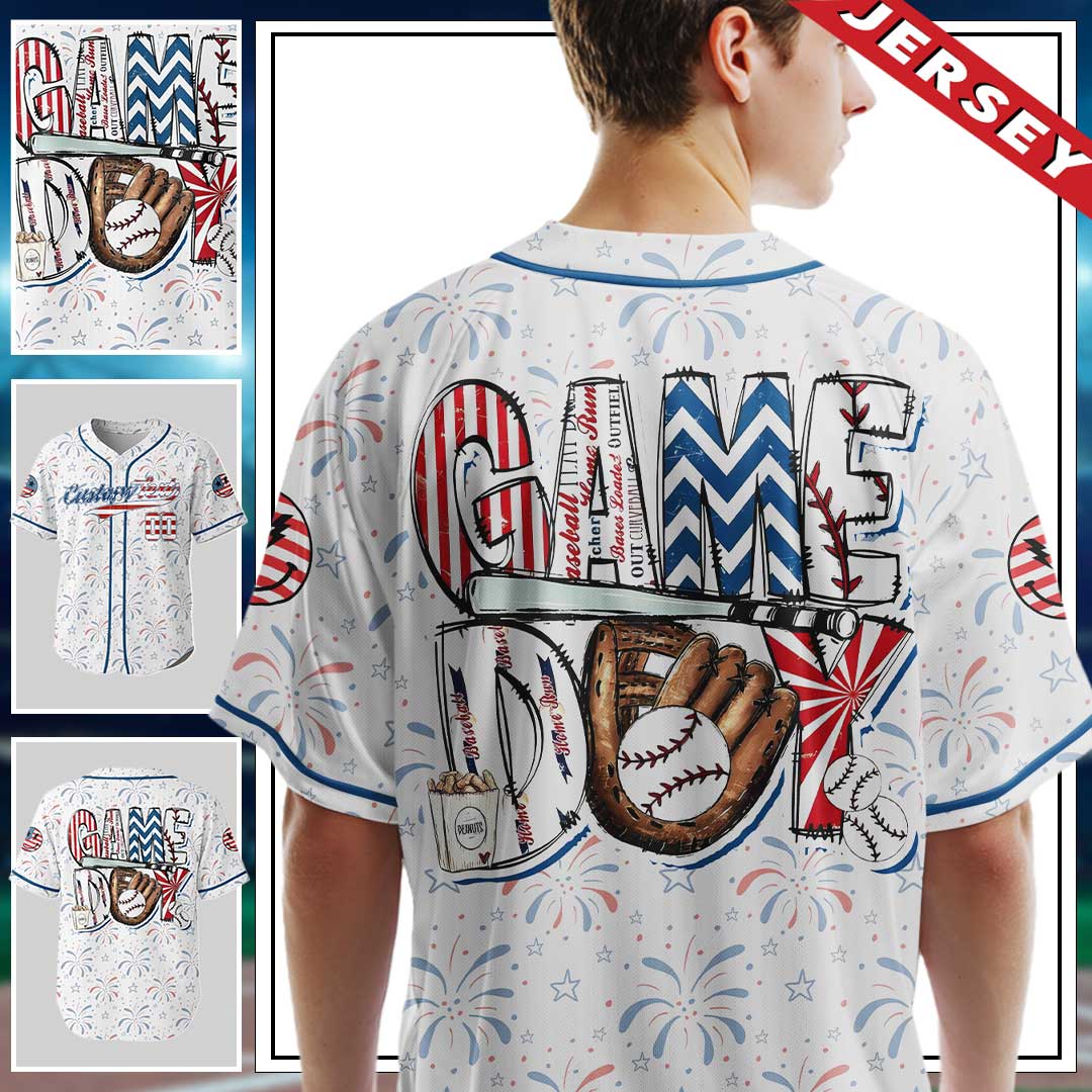 Game Day - Custom Fourth Of July Baseball Jersey