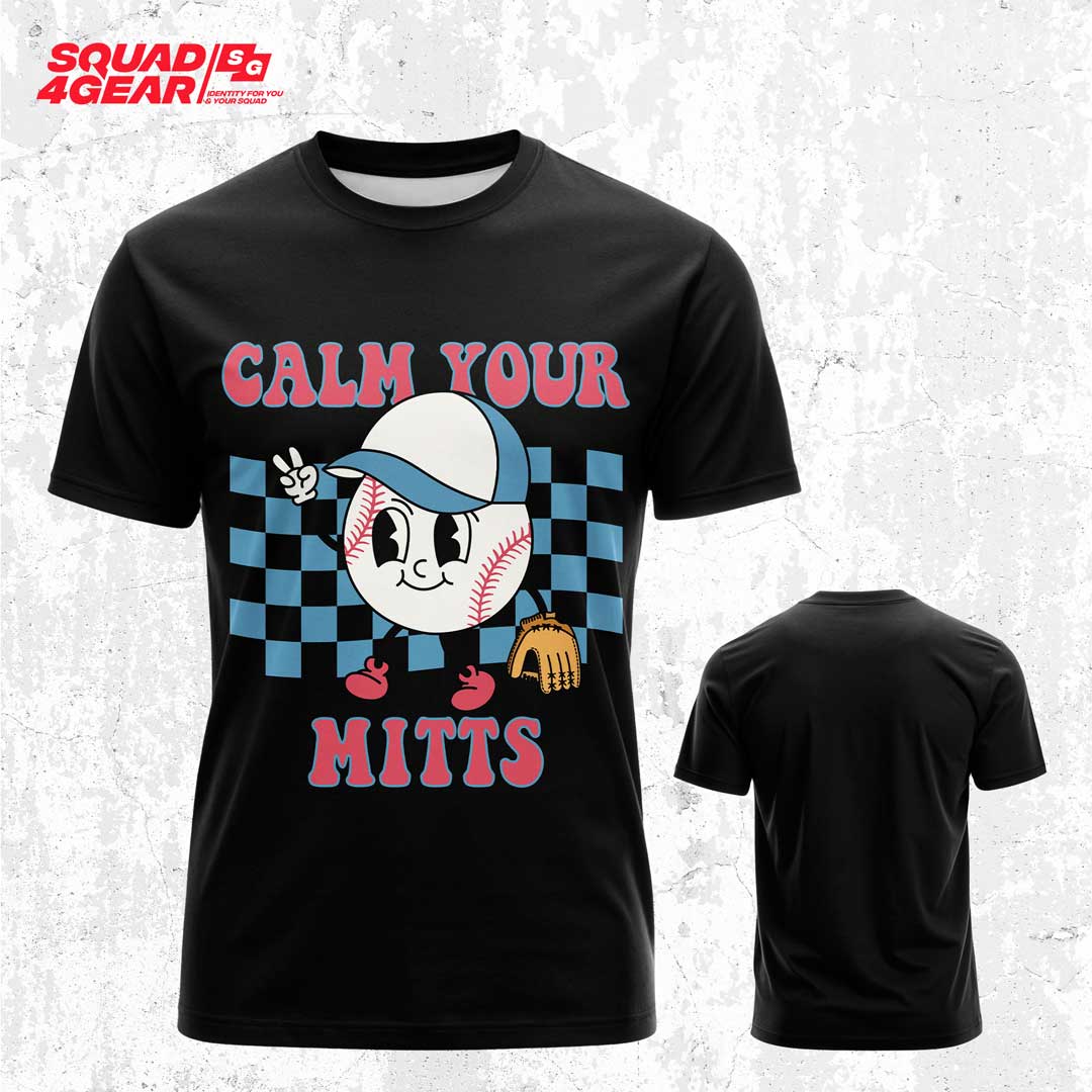 Calm Your Mitts Black Sand Baseball T-Shirt