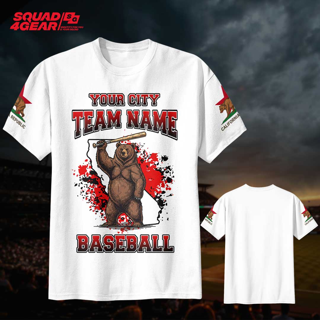 California Baseball Team - Black White Baseball T-Shirt