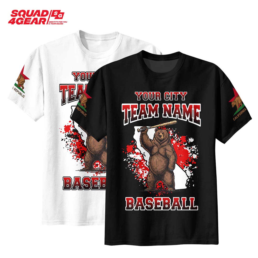 California Baseball Team - Black White Baseball T-Shirt