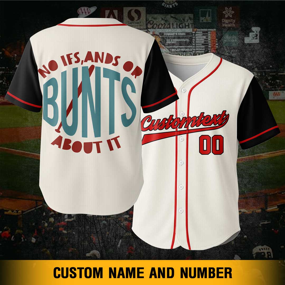 No Ifs, Ands Or Bunts About It - Custom Cream Black Raglan Baseball Jersey
