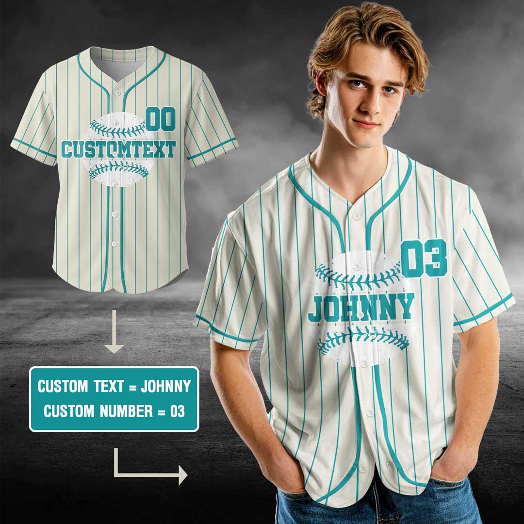 Life Is Better On The Field - Custom Cream Aqua Blue Baseball Jersey