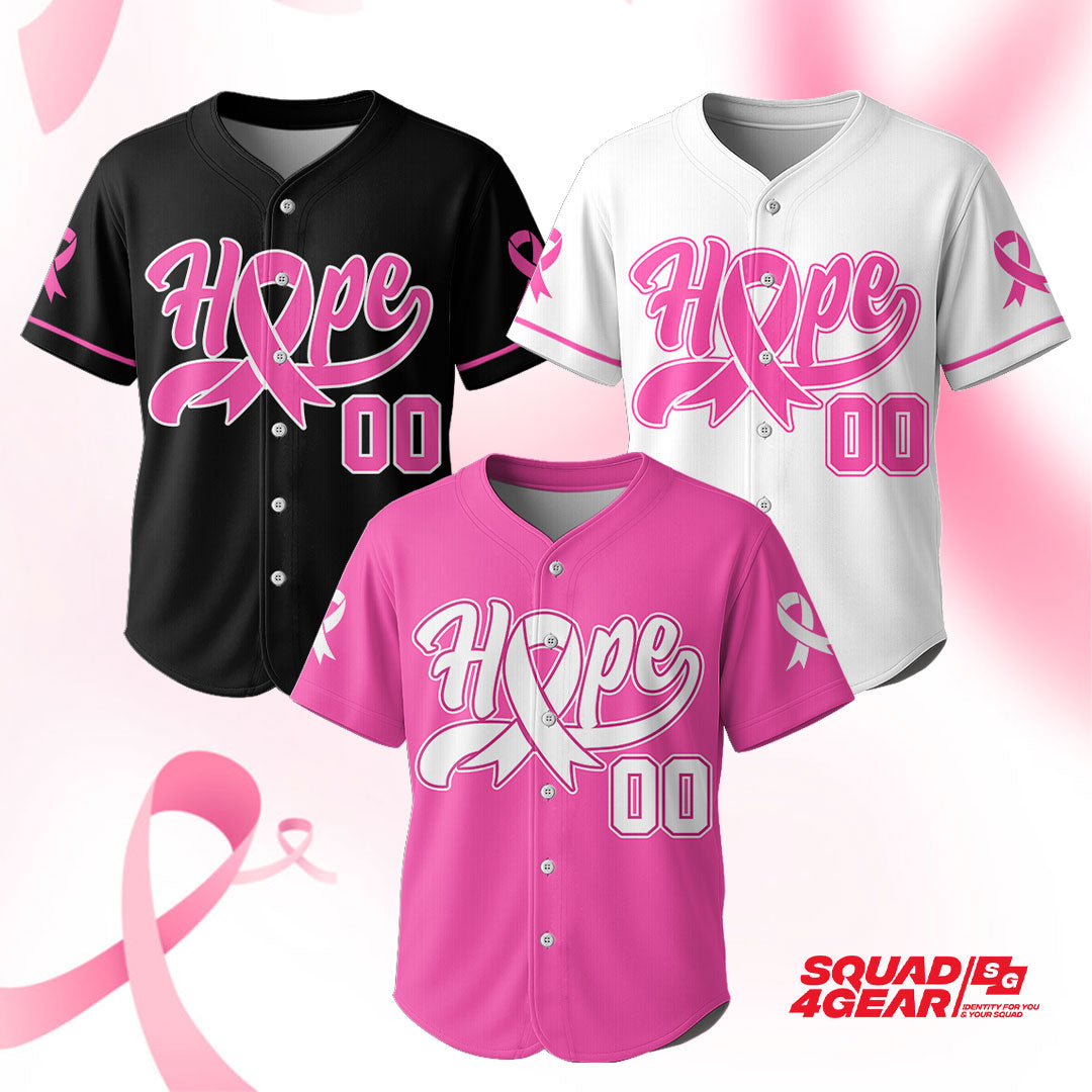 Custom Baseball Jersey With Pink Ribbon
