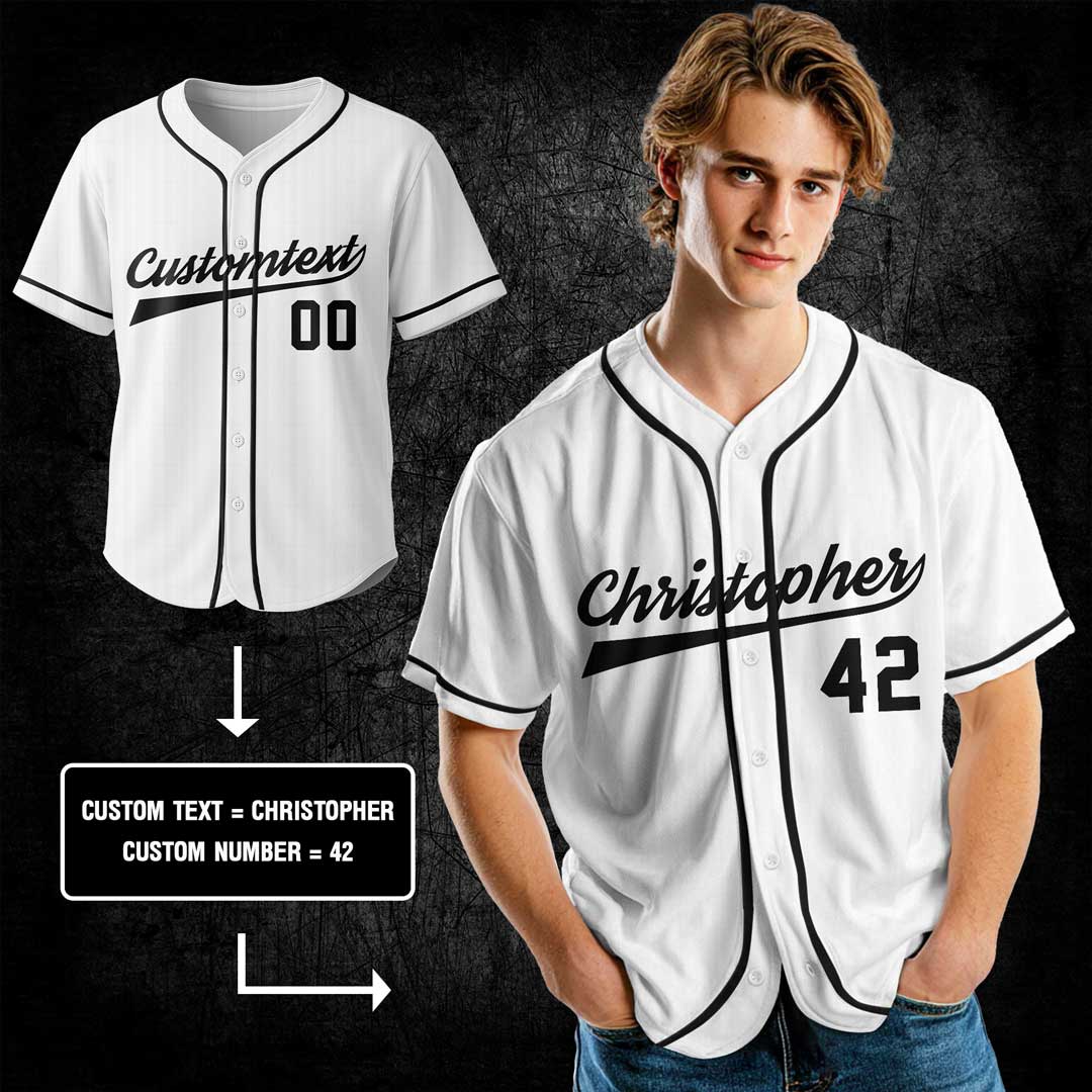 TRUE BALLER - Custom White Black Baseball Jersey