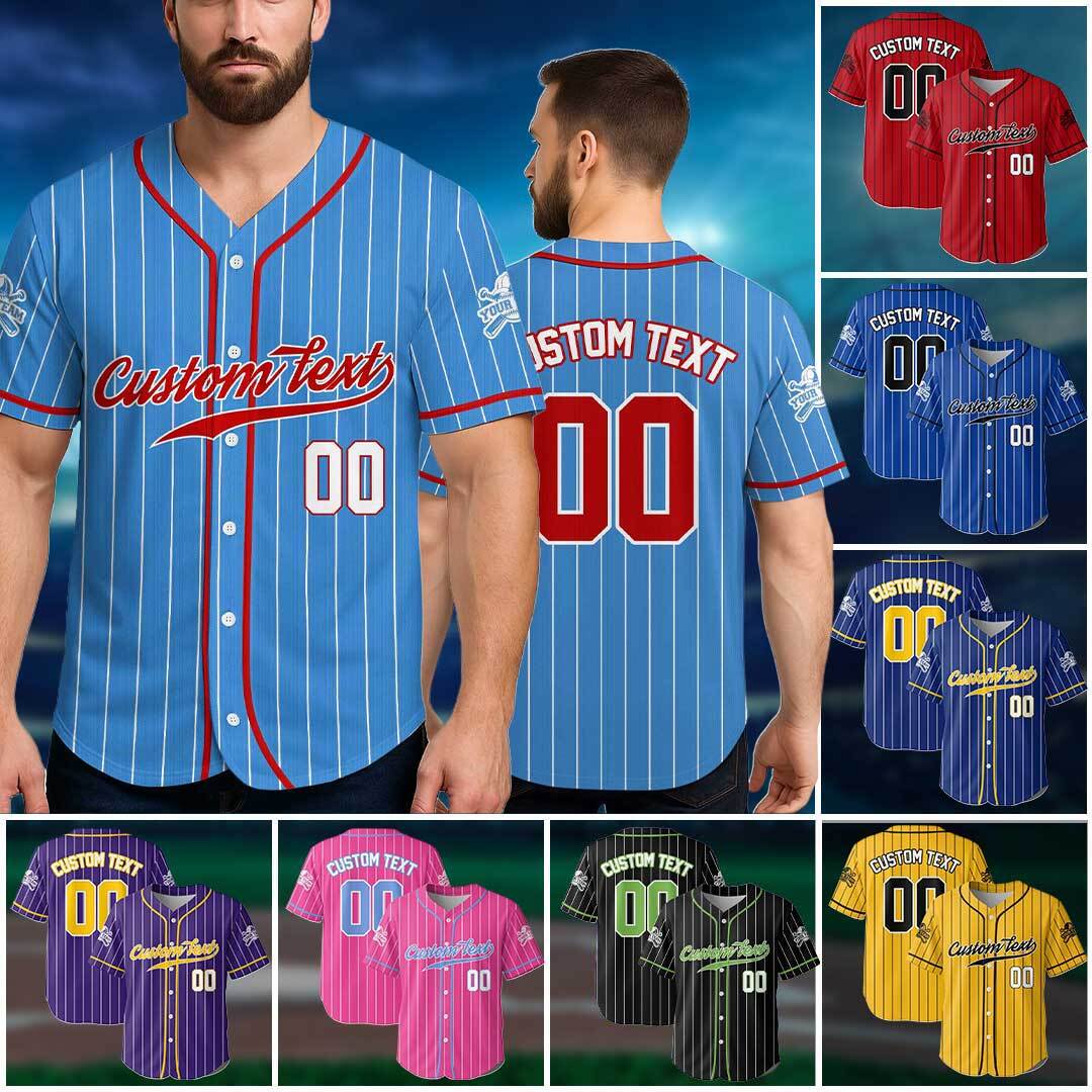 Custom Pinstripes Baseball Jersey With Team Name and Number