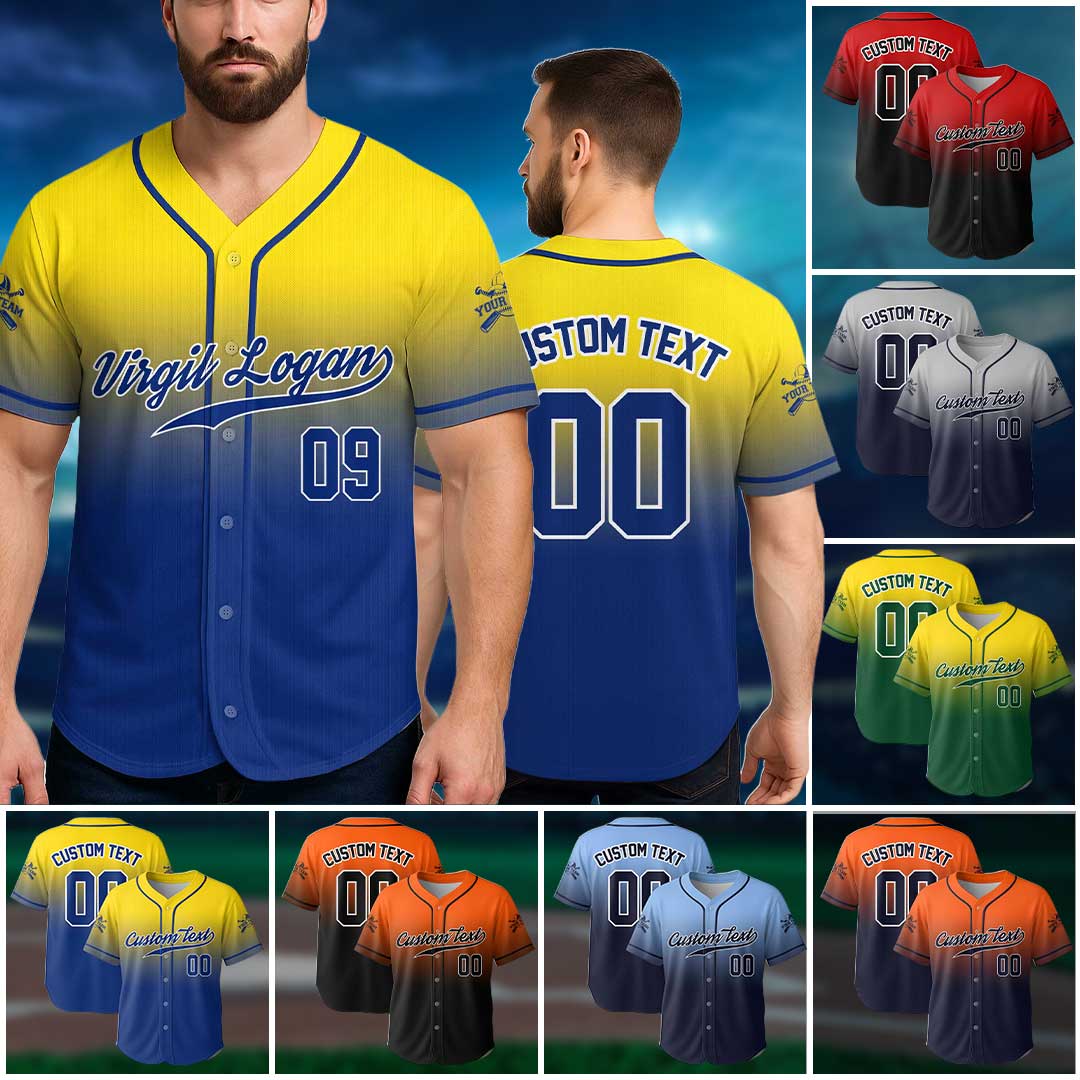 Custom Gradient Color Baseball Jersey With Team Name and Number