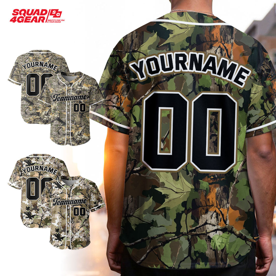 Hunting Season Custom Baseball Jersey With Forest Pattern