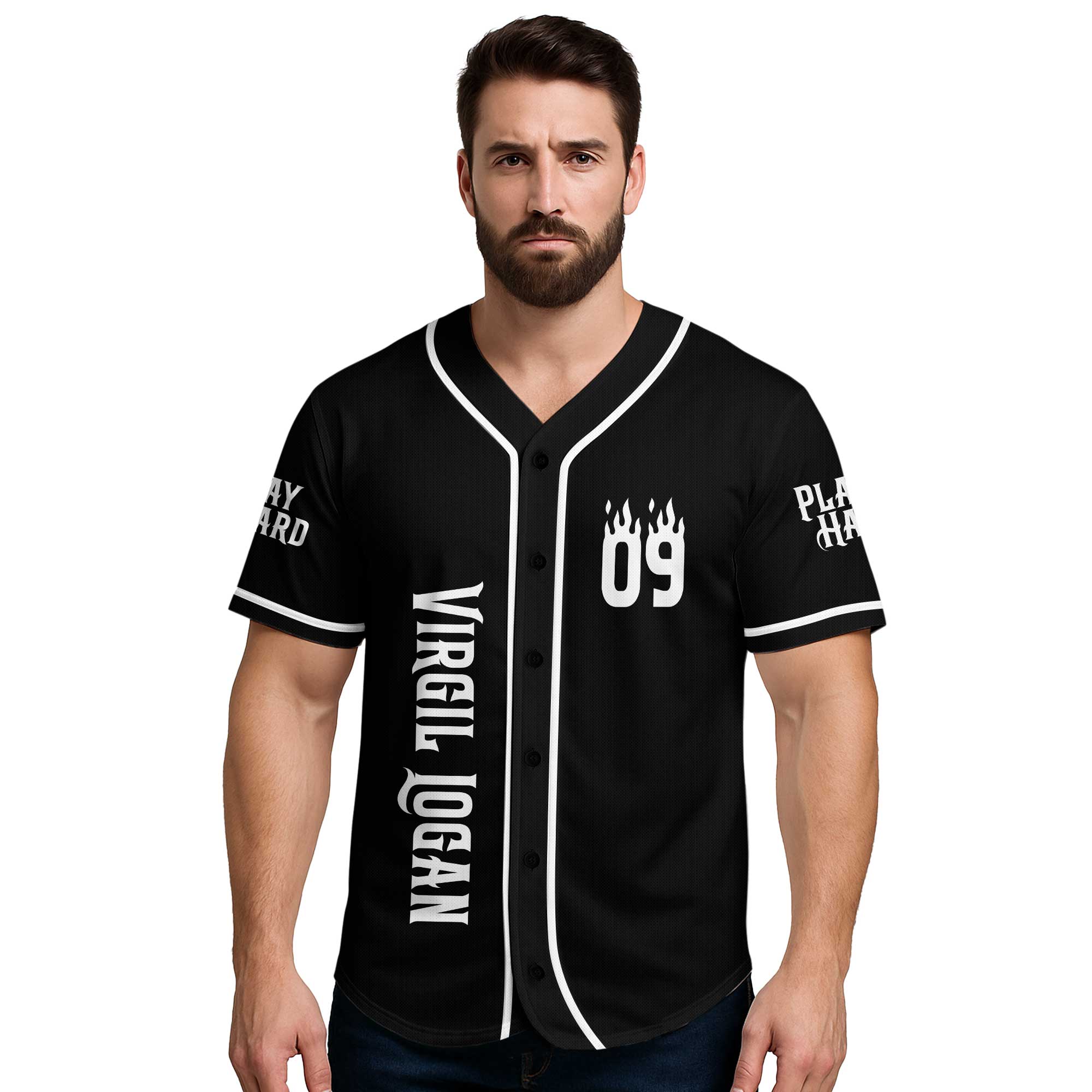 Play Hard Baseball - Custom Black and White Baseball Jersey