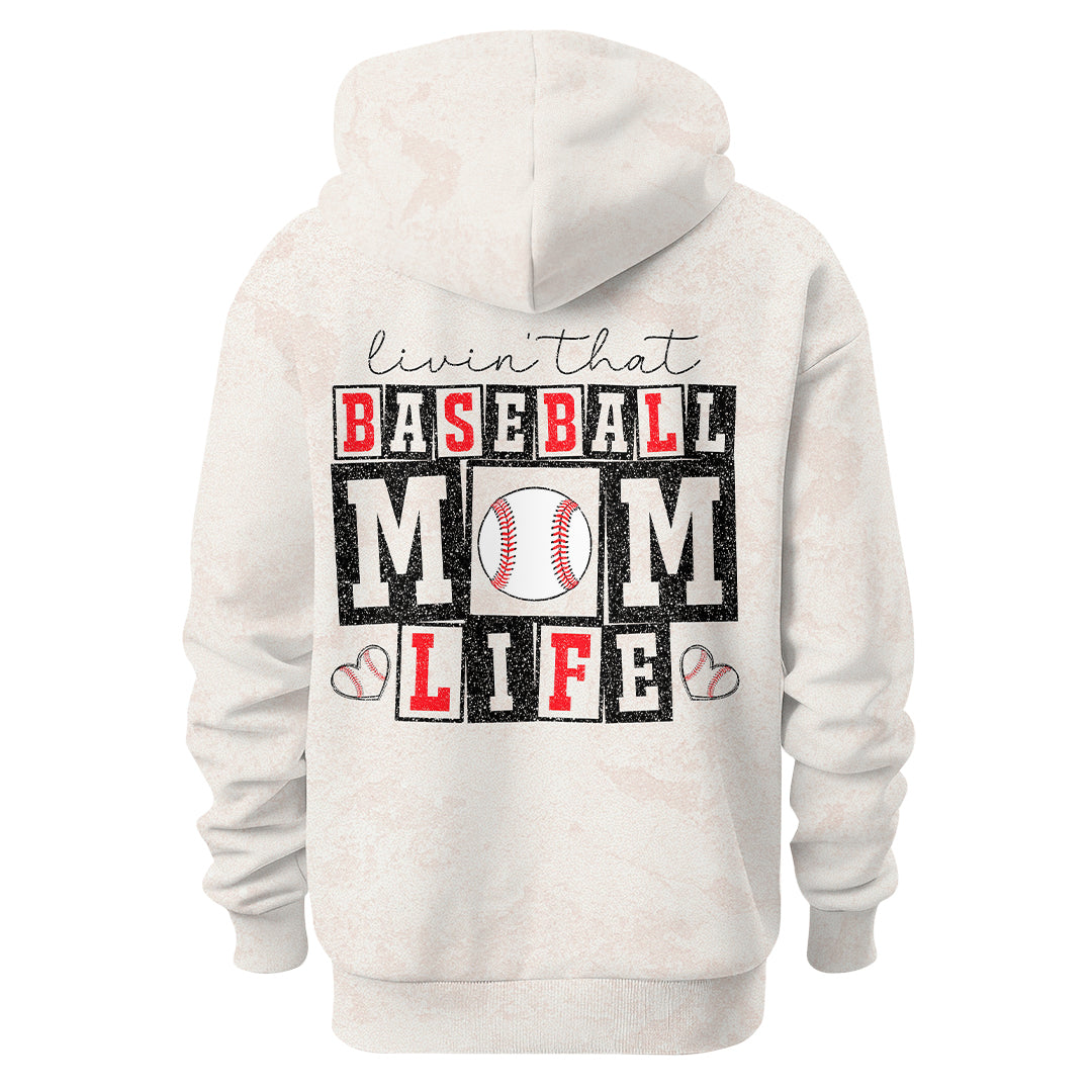 Living That Baseball Mom Life- All Over Print Sand Baseball Hoodie